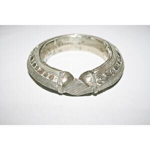 Antique Ornate Bedouin Repousse Silver Tone Cuff Bracelet - 102 Grams